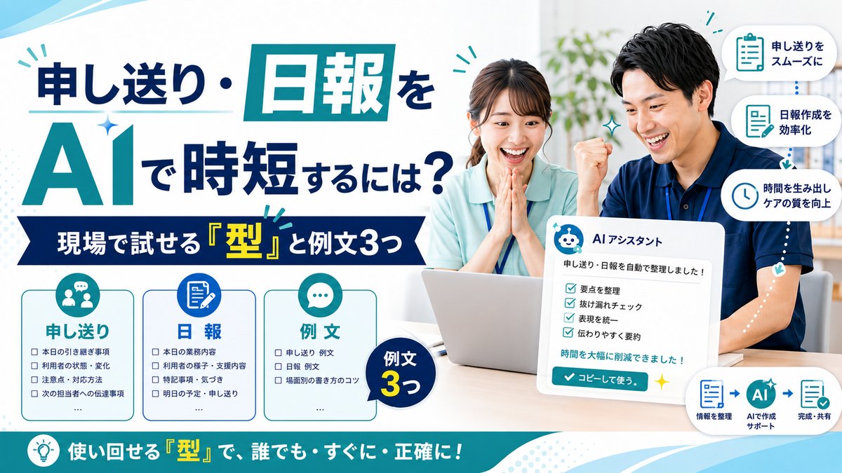 申し送り・日報をAIで時短するには？現場で試せる型と例文3つ